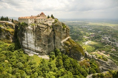 view og st. stephen's convent in meteora, greece