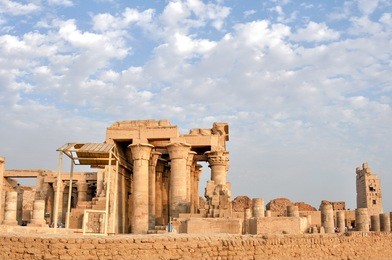 an ancient temple in egypt in the town of kom ombo