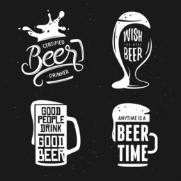 beer related typography. vector vintage lettering illustration. chalkboard design elements for beer pub. beer advertising.