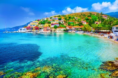 assos beach in kefalonia, greece