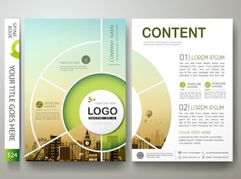 brochure design template vector. flyers report business infographic magazine poster. abstract circle and city. green presentation portfolio. minimal cover book in a4 size layout.