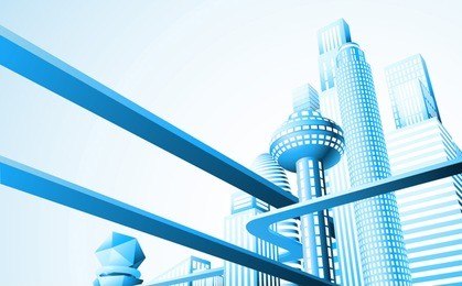 abstract illustration of a futuristic cityscape or skyline