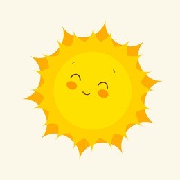 funny sun icon illustration isolated on white background. flat style. vector template