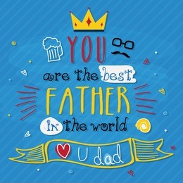 elegant greeting card design decorated with different elements for happy father's day celebration.