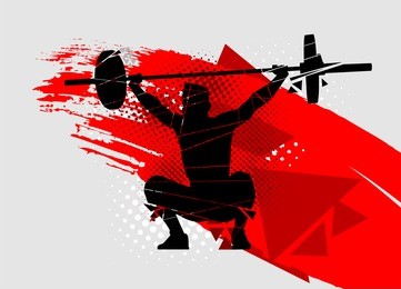 crossfit vector silhouette of weightlifter with a barbell