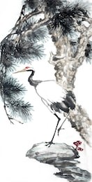 crane bird(chinese meaning: longevity).traditional chinese ink painting.
