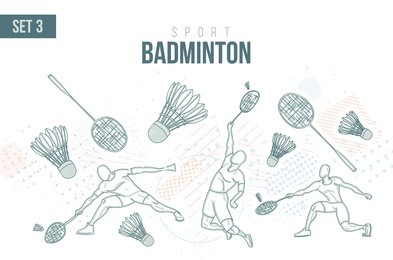 vector illustration summer olympics in 2016 in rio, rio olympic games, sports games. graphic sport badminton icon logo. design sports booklets flyers. sports badminton hand-drawn doodles sport. set 3