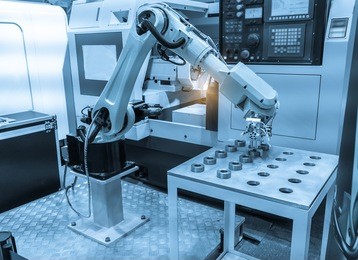 robotic hand machine tool at industrial manufacture factory