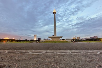 "monas" the national monument in jakarta city, indonesia