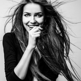 black-white portrait of beautiful young girl.