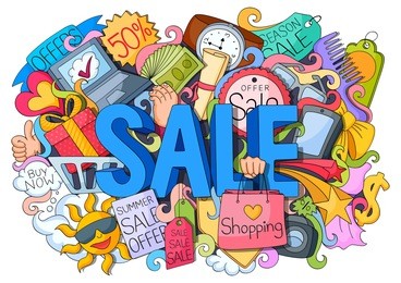 vector illustration of doodle of shopping sale poster with different element