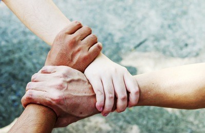 people hand assemble corporate meeting teamwork concept