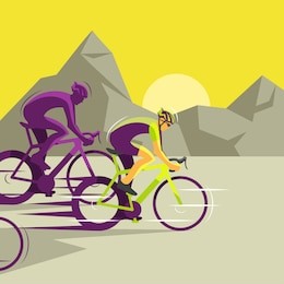 vector illustration of cyclist on bike, biker and bicycling, sport and exercise. cycling race.