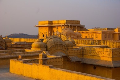 nahagarh fort overlooking the pink city of jaipur in the indian state of rajasthan