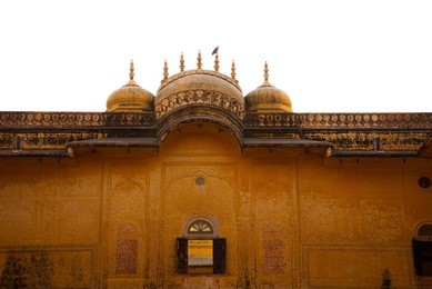nahagarh fort overlooking the pink city of jaipur in the indian state of rajasthan.architectural detail.