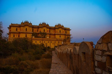 nahagarh fort overlooking the pink city of jaipur in the indian state of rajasthan