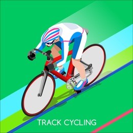 track cycling cyclist character bicyclist athlete sportsman icon set. 3d isometric athlete bike. sport people competition. individual sport infographic track cycling race olympics vector illustration