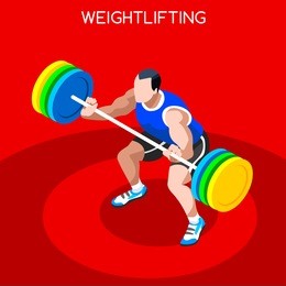 weightlifting athlete sportsman 3d flat isometric power lifter lifting barbell athletics sport people competition sport game equipment infographic weightlifter weightlifting vector people set