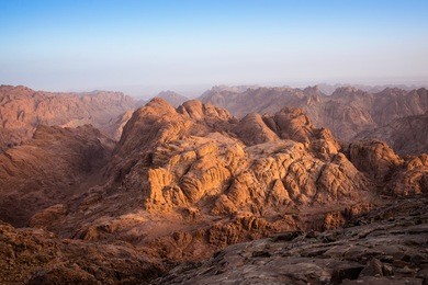 view from mount moses at mount sinai at dawn