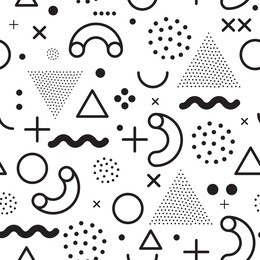vector seamless pattern in black and white. universal repeating geometric abstract figure in pointillism, memphis, 80, 90s style. wallpaper, wrapping paper, interior, clothes