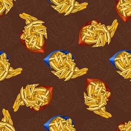 seamless pattern of two types french fries