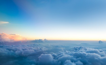 view from airplane window to see sky on evening time.
