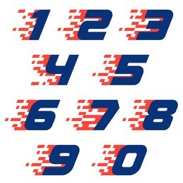 sport numbers set with abstract checkered flag. 