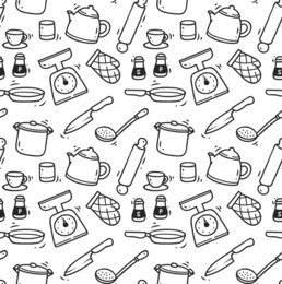 cooking utensils seamless background