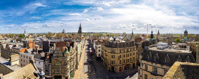 panoramic view of the historic city of oxford, uk