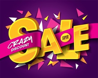 sale concept vector banner with abstract triangle elements.
