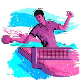 concept of sportsman playing table tennis. vector illustration