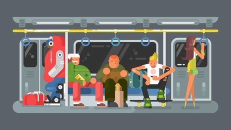 subway with people flat design