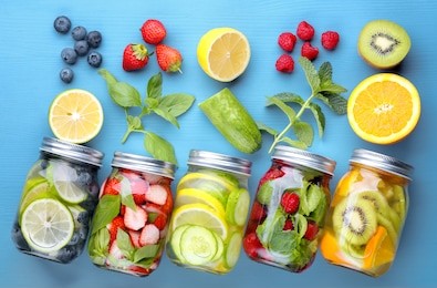 healthy detox water with fruits....