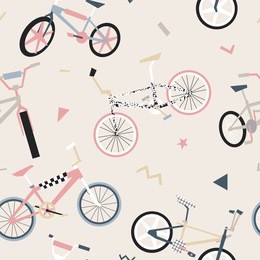 seamless pattern with extreme bikes in 80s style 1