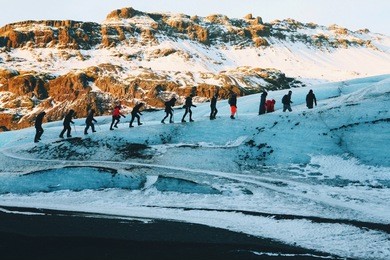 glacier hiking, solheimajokull, iceland.
