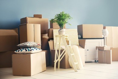 packed household goods for moving into new house