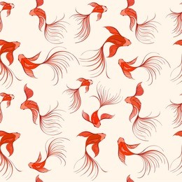 koi seamless pattern can be used for wallpaper, website background, textile printing. hand drawn vector illustration of chinese fish on dark background. marine background. sea theme. summer collection