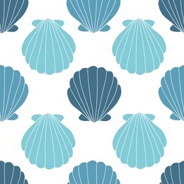 seashells seamless pattern vector. doodle colorful background. sketch objects marine illustration