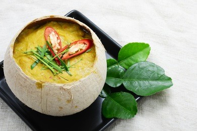 thai food thai chili food. thai streamed fish and red curry in coconut. spice thai food. thai red curry. thai food and spice. thai food streamed in coconut
