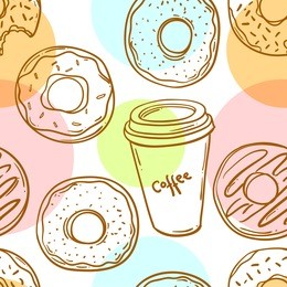 beautiful hand drawn vector seamless pattern donut. sketch style donut. donut for your design.