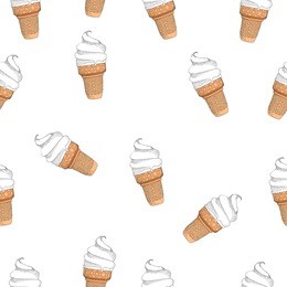 seamless pattern of white ice cream. vector