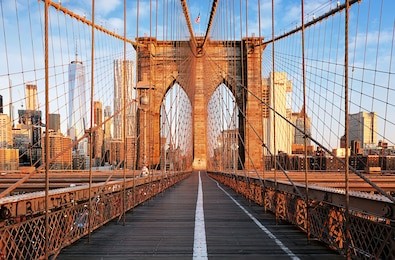 brooklyn bridge at sunrise, new york city , manhattan