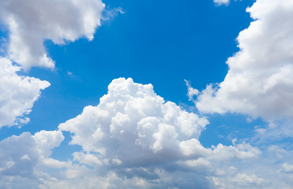 closeup big clouds on the blue sky