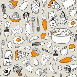 seamless pattern with doodle food.