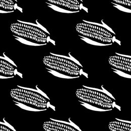 seamless vector pattern with fresh ripe corn cobs.