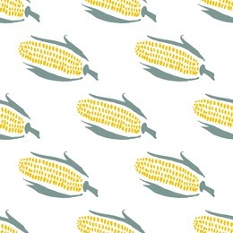 seamless vector pattern with fresh ripe corn cobs.