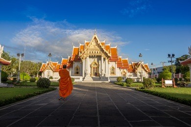 landmark in thailand,  wat benchamabophit or marble temple is a buddhist temple in bangkok, thailand. it is one of bangkok's most beautiful and a major tourist attraction