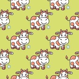 seamless funny pattern with doodle cartoon cow