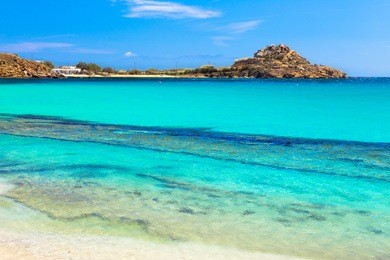 beautiful beaches in mykonos, greece.