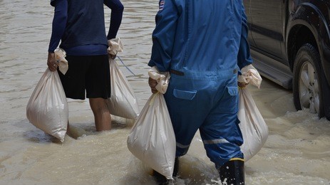 sand bag for flood crisis .